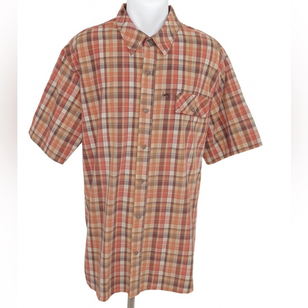 Duck Camp Men’s 2X Plaid Short Sleeve Outdoor Shirt Nylon Stretch Performance